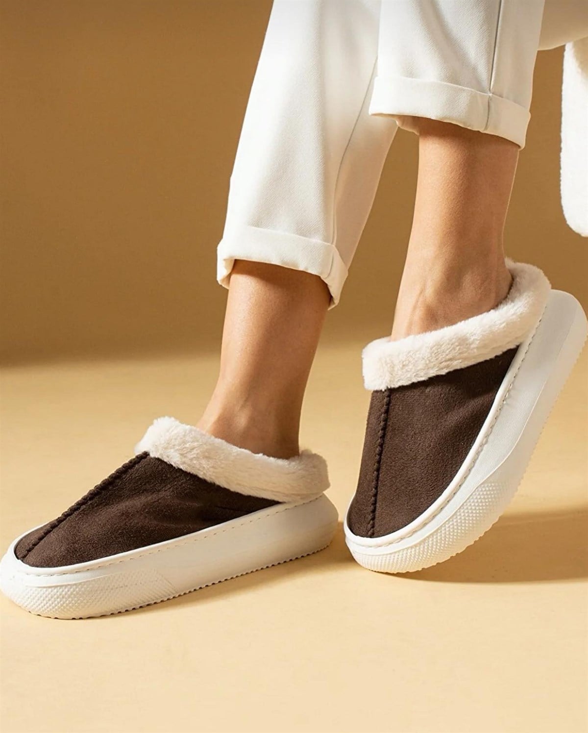 ZUUMTerlikPuffi Kadın Comfort Puf Ev Terliği - Kahve
