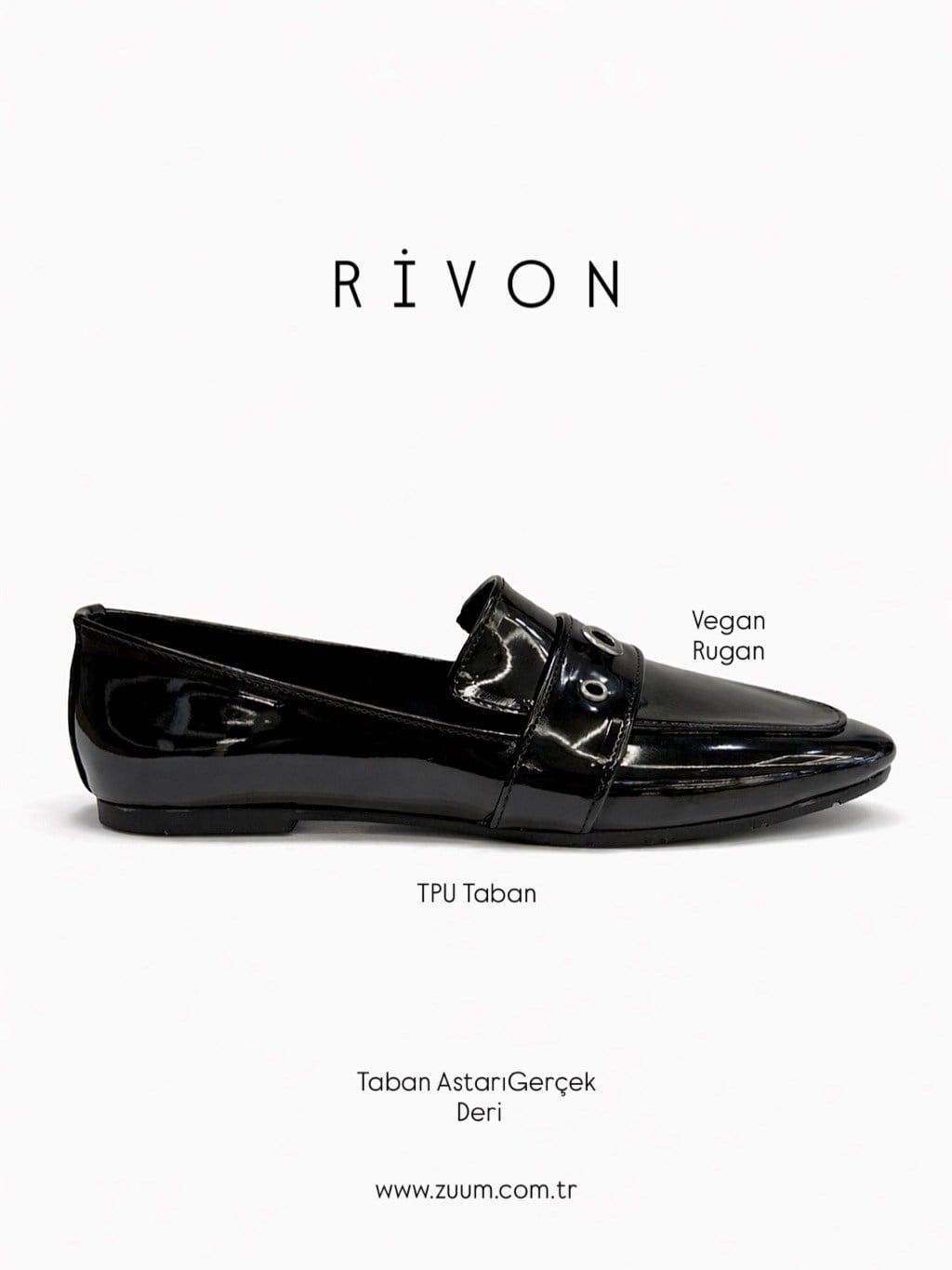 ZUUMBABET & LOAFERRivon Günlük Kadın Ayakkabı - Siyah Rugan