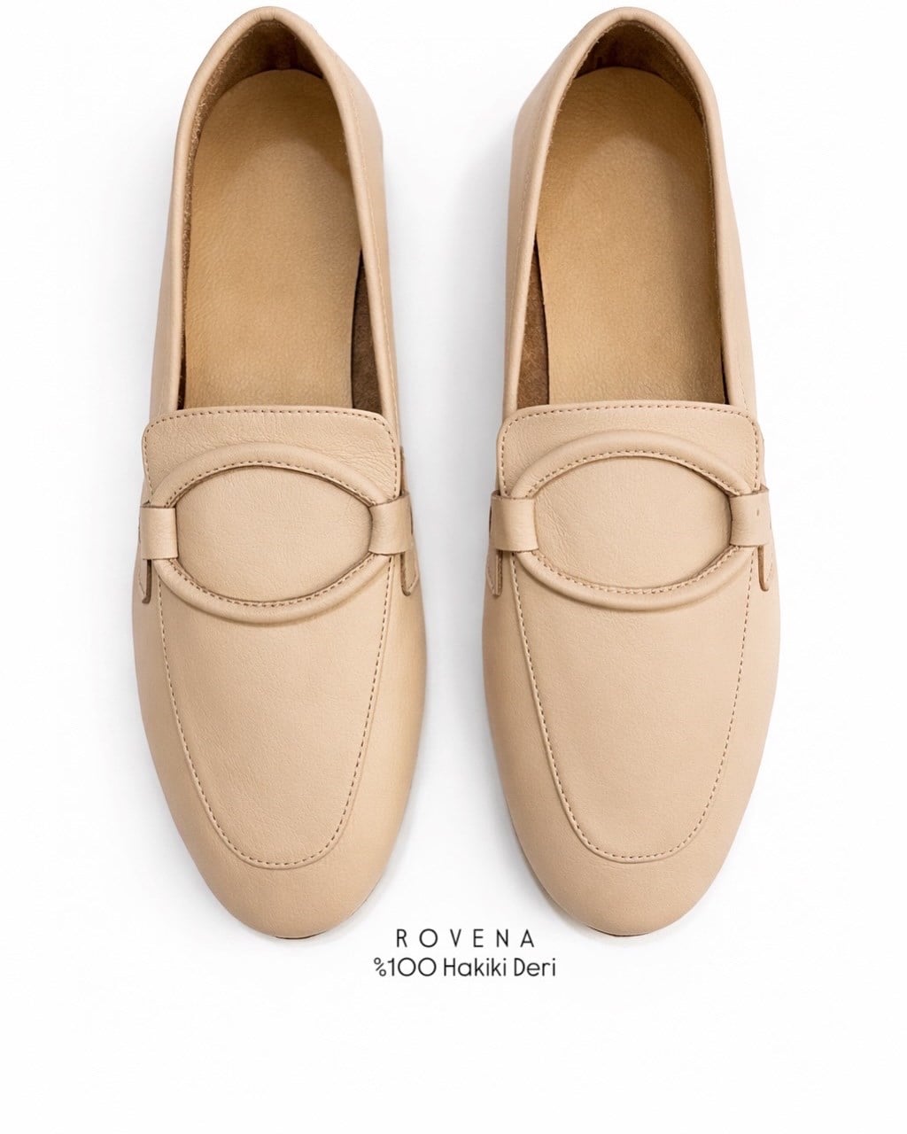 ZUUMBABET & LOAFERRovena % 100 Hakiki Deri Kadın Makosen Ayakkabı - Pudra Deri