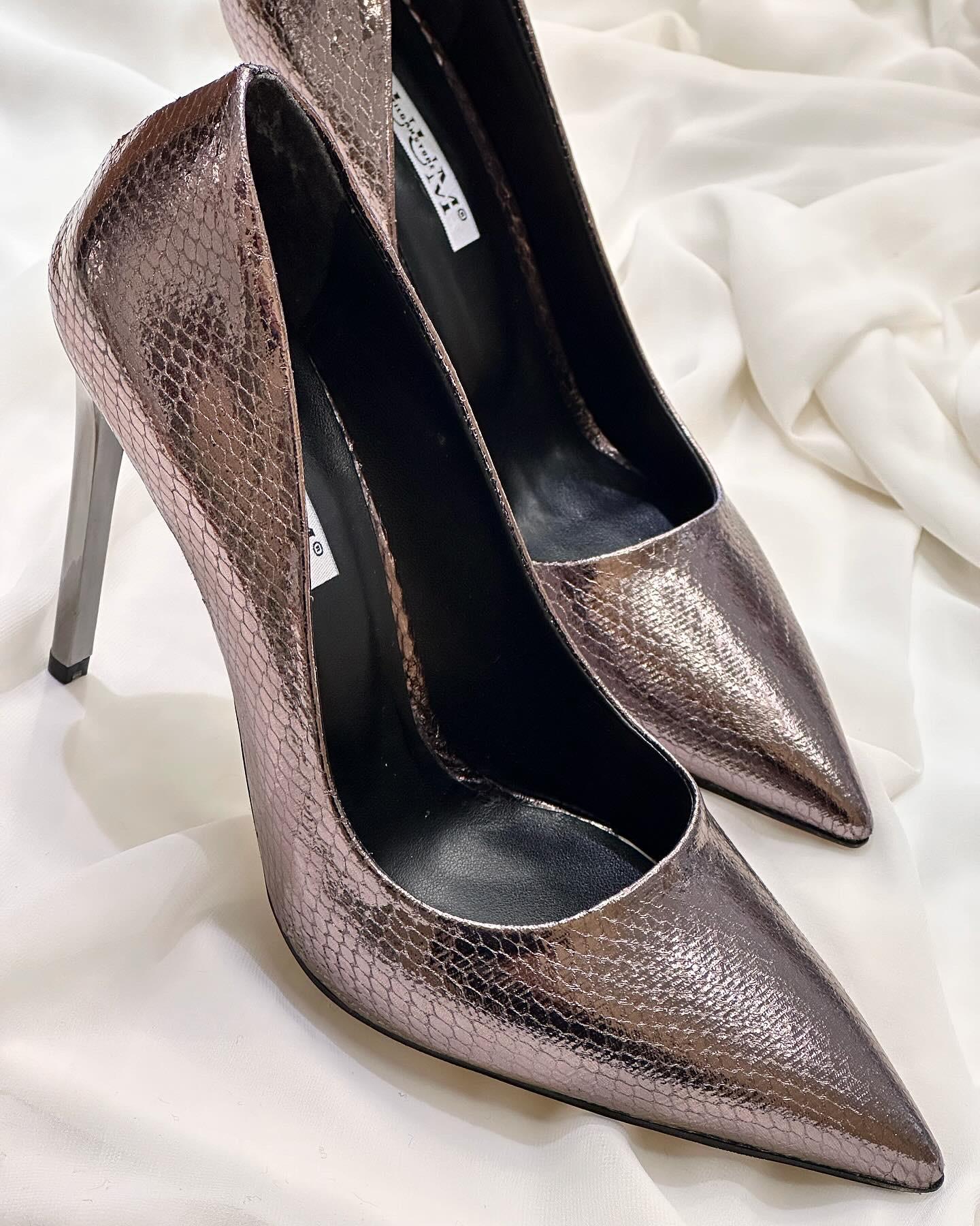 ZUUMKalın & İnce TopukluSabel 11 cm Topuklu Stiletto - Platin Yılan