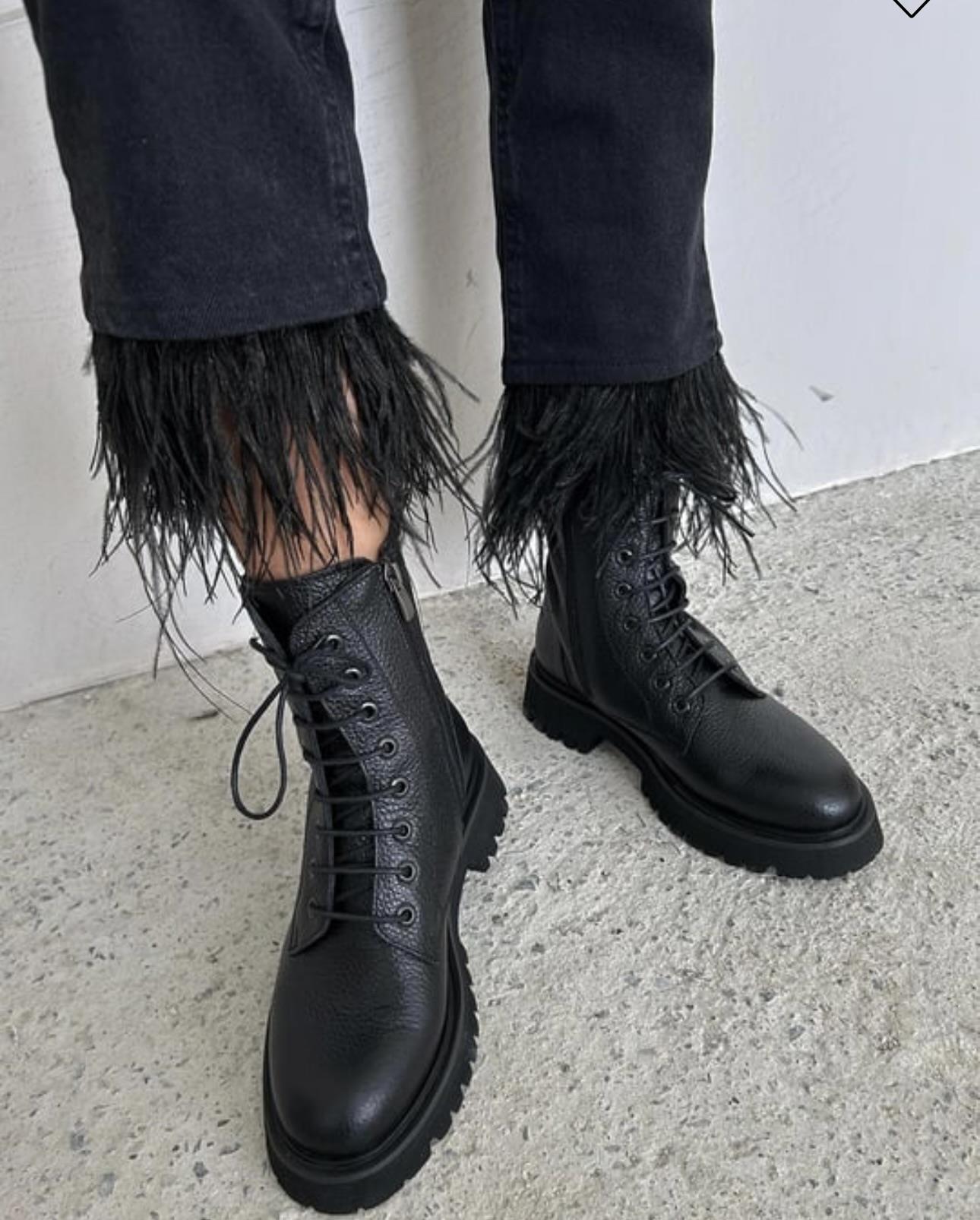 ZUUMBOT & ÇİZMESam %100 Hakiki Deri Kadın Postal - Siyah Deri