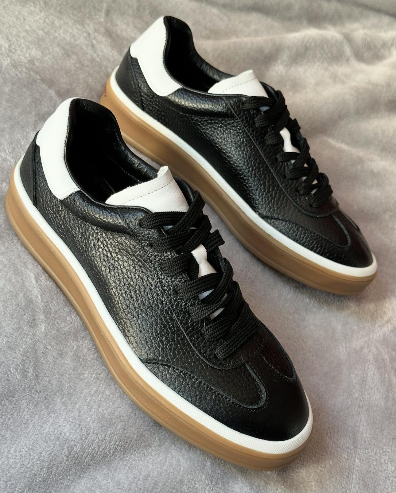 ZUUMSNEAKERVerona İç-Dış % 100 Hakiki Deri Kadın Sneaker - Siyah Deri & Beyaz Deri