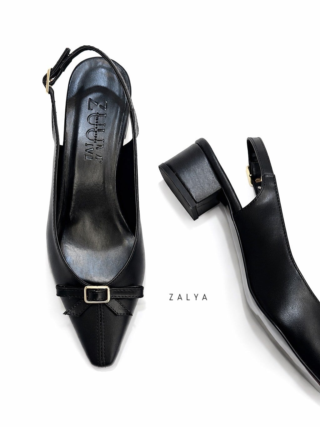ZUUMKalın & İnce TopukluZalya Arkası Açık Kalın Topuklu Kadın Ayakkabı - Siyah Cilt