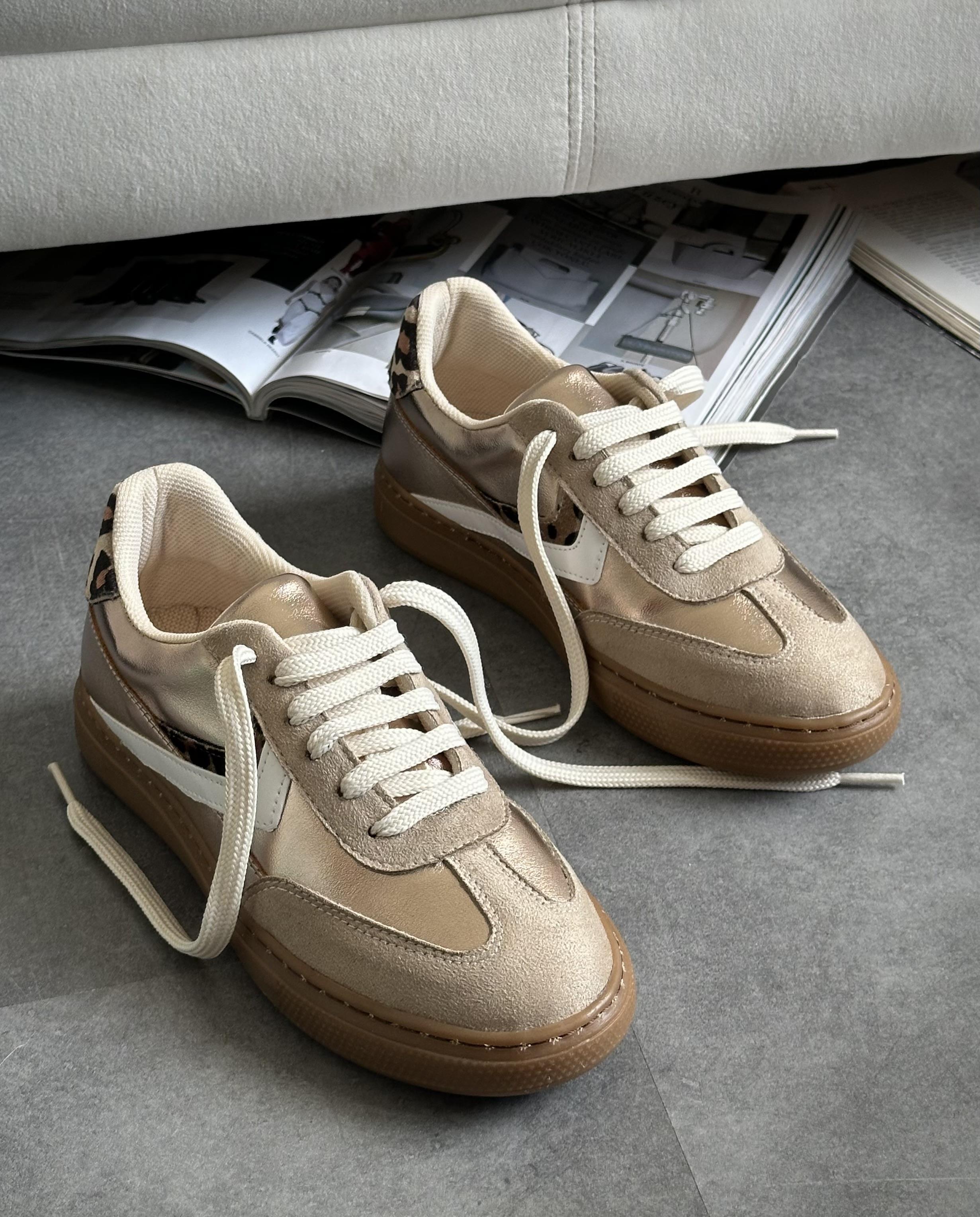 ZUUMSNEAKERZenu Basic Casuel Kadın Ayakkabı - Altın & Leopar