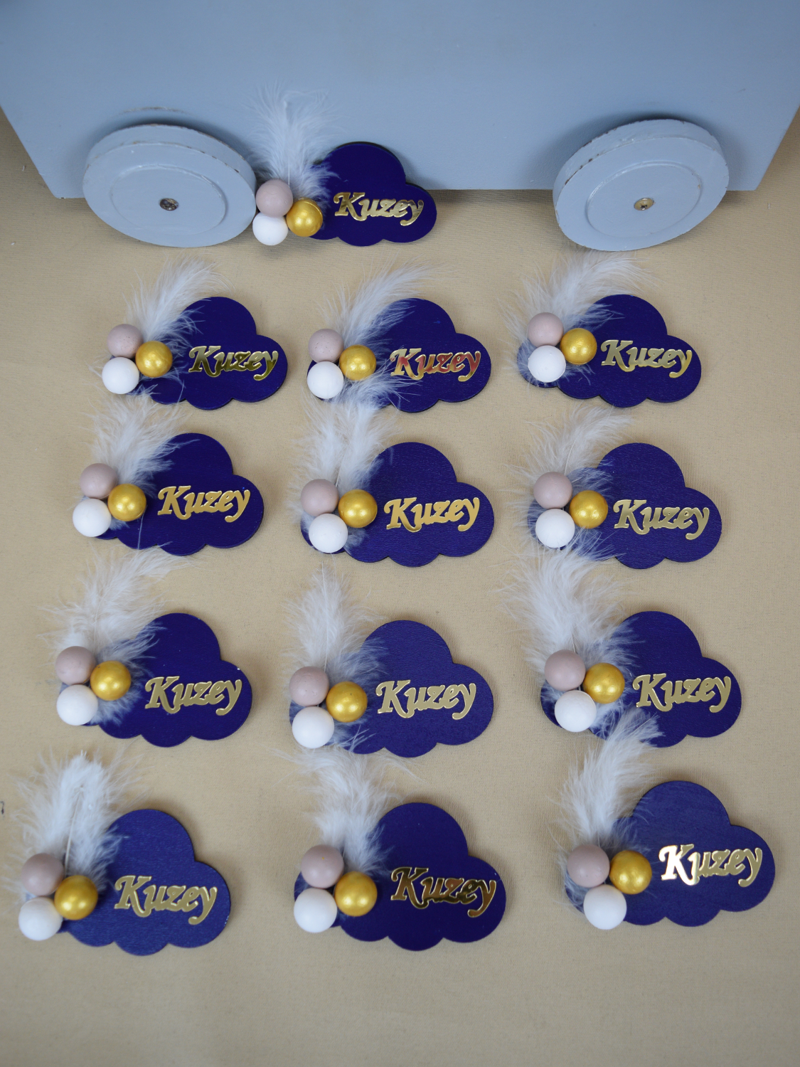 Ana Kuzusu İsme Özel 10 cm Ahşap Çercevesiz Bulut Magnet 30 Adet 30BYT5