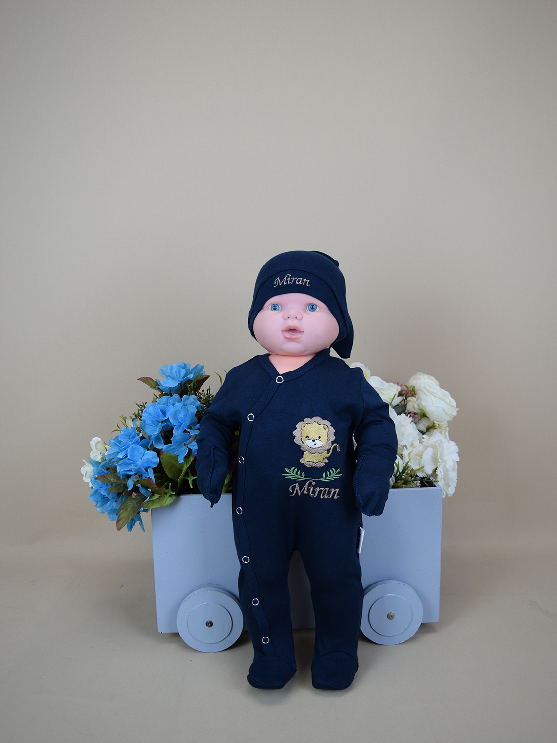 Ana Kuzusu İsme Özel  Aslan Desen Tulum Seti Nakışlı Kulak set  3GASLL61