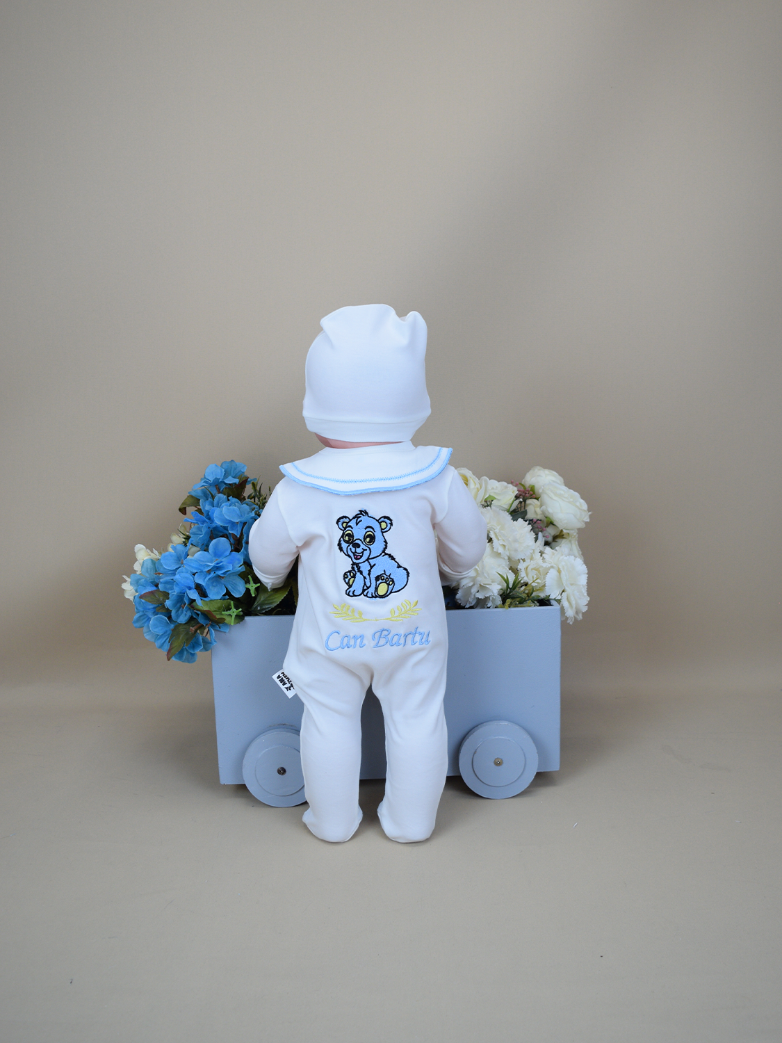 Ana Kuzusu İsme Özel Ayıcık Desen Tulum Seti Yakalı Set 3AYC62