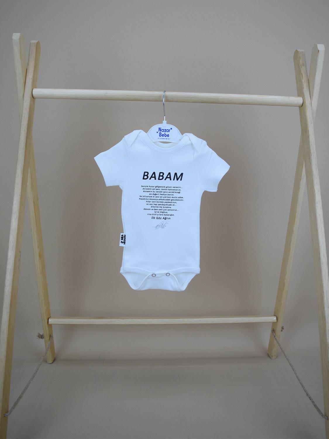 Ana Kuzusu İsme Özel Baskı Çıtçıtlı Badi Babam 1BAT56