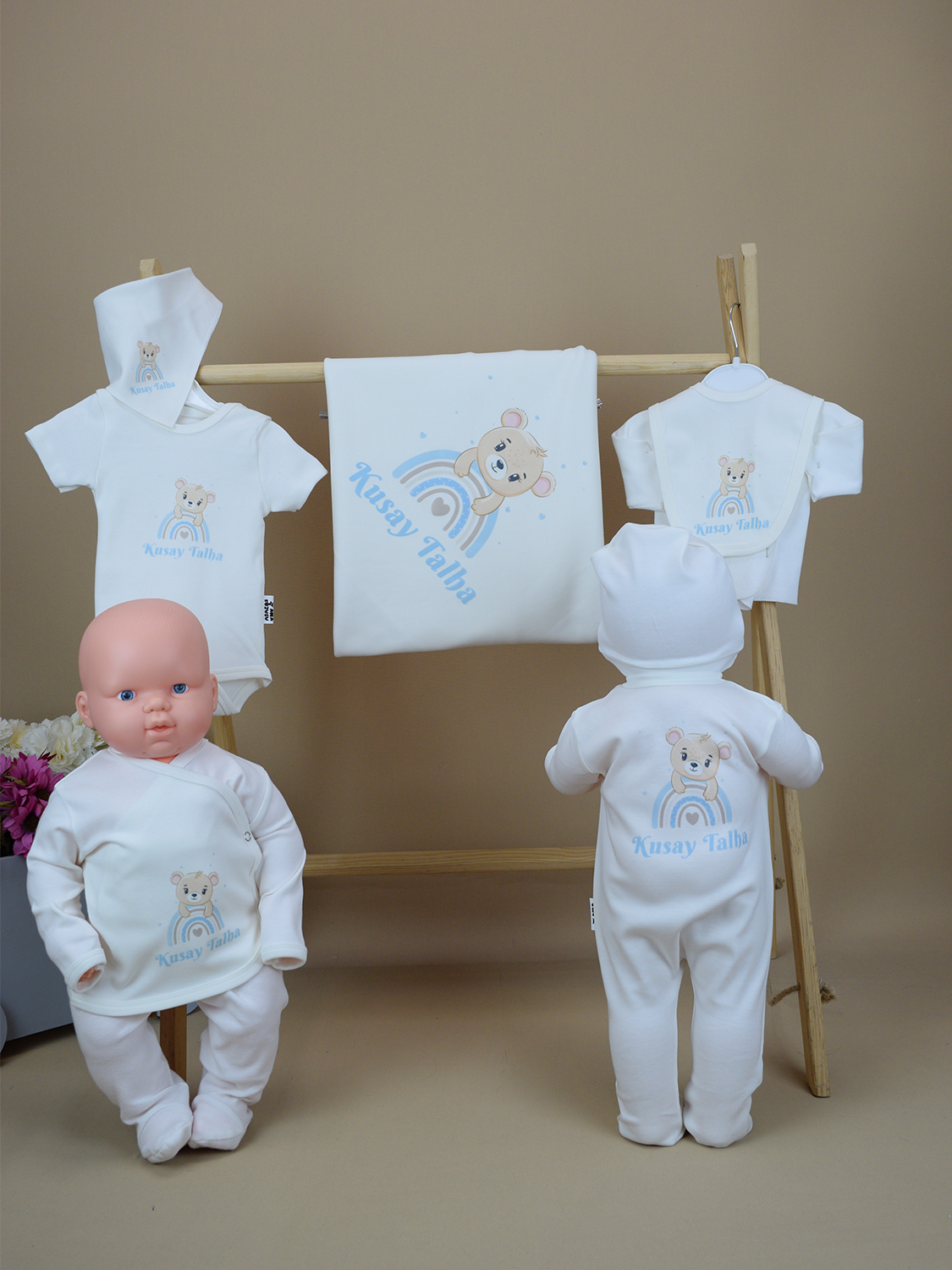 Ana Kuzusu İsme Özel  Gökkuşağı Ayıcık   Baskı  Hastane Çıkışı Özel Baskı 10GKA14