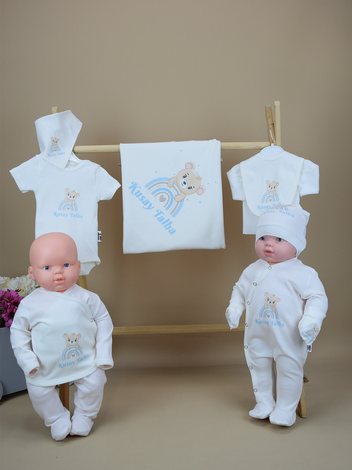 Ana Kuzusu İsme Özel  Gökkuşağı Ayıcık   Baskı  Hastane Çıkışı Özel Baskı 10GKA14