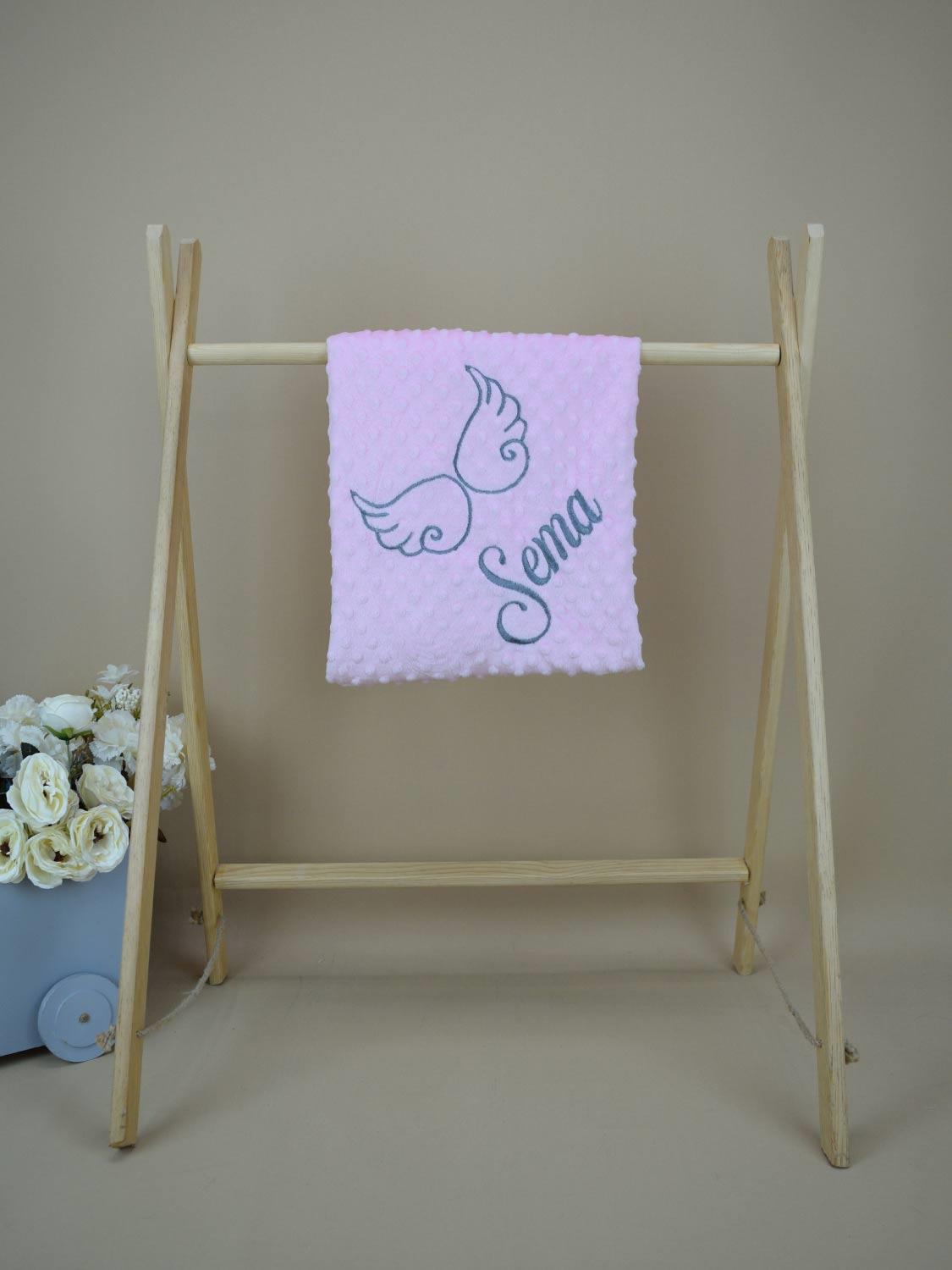 Ana Kuzusu İsme Özel  Nohut Battaniye Melek Kanat  Desen 1PBPD94