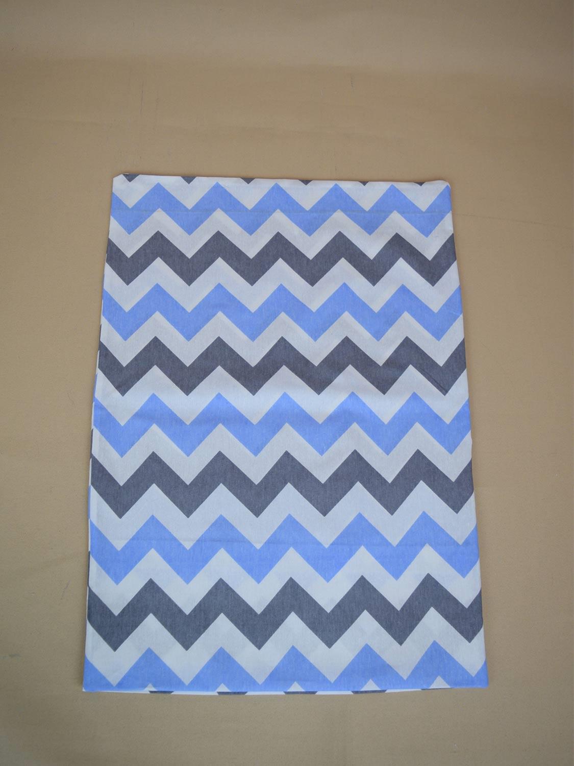 Ana Kuzusu Tek Kişilik Çarşaf Yastık Takımı  Mavi Zikzak Desen