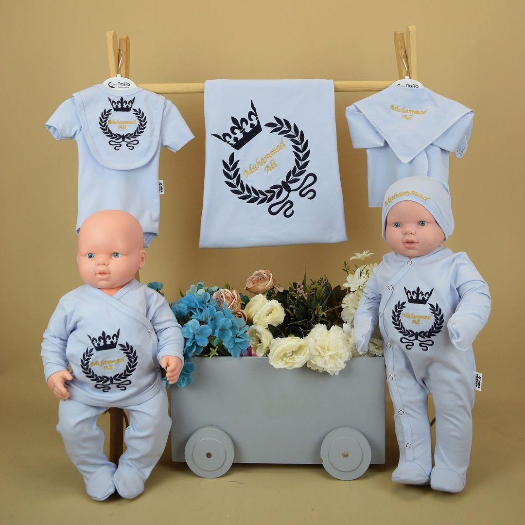 Anakuzusu Unısex  10 Parça Hastane Çıkışı Zıbın Seti Organik Pamuk  Bebe Mavisi  Rengi