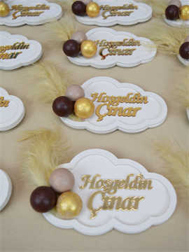 Ana Kuzusu İsme Özel 10 cm Ahşap Bulut Magnet 20 Adet 30BLT2