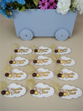 Ana Kuzusu İsme Özel 10 cm Ahşap Bulut Magnet 20 Adet 30BLT2