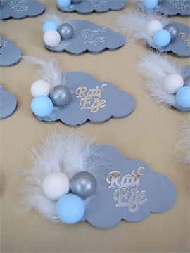 Ana Kuzusu İsme Özel 10 cm Ahşap Çercevesiz Bulut Magnet 30 Adet 30BYT6