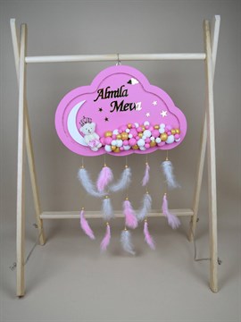 Ana Kuzusu İsme Özel Ahşap Bulut Kapı Süsü 45 Cm 1KPM05