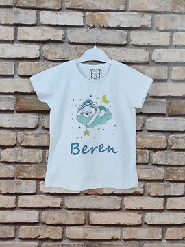 Ana Kuzusu İsme Özel  Baskı Tişört Ayıcık Bulut 1BA47