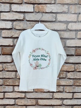 Ana Kuzusu İsme Özel  Baskı Tişört Çelenk Kelebek 1BKT42