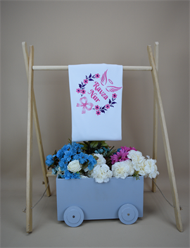 Ana Kuzusu İsme Özel Battaniye Melek Kanadı Çiçek Çelenk Nakış 1BPC44