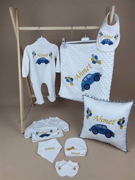 Ana Kuzusu İsme Özel Hastane Çıkışı Nohut Battaniye Araba Balonlu Yastık 11SAB30