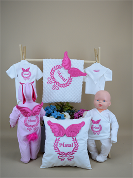 Ana Kuzusu İsme Özel Hastane Çıkışı Kanat Çelenk Yastıklı 12SKÇY25