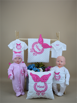 Ana Kuzusu İsme Özel Hastane Çıkışı Kanat Çelenk Yastıklı 12SKÇY25