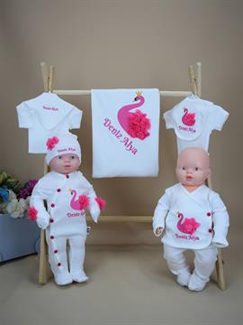 Ana Kuzusu İsme Özel Hastane Çıkışı Kuğu Nakış  Desen