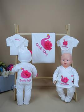 Ana Kuzusu İsme Özel Hastane Çıkışı Kuğu Nakış  Desen