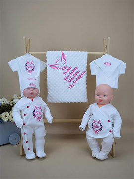 Ana Kuzusu İsme Özel Hastane Çıkışı Nohut Battaniye Çiçek Çelenk Kanat Desen   10YRP85