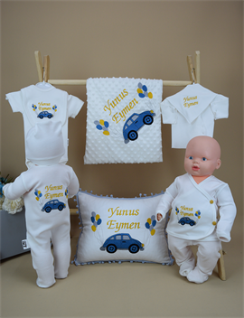 Ana Kuzusu İsme Özel Hastane Çıkışı Nohut Battaniye Araba Balonlu Yastık 11SAB30