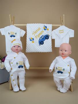 Ana Kuzusu İsme Özel Hastane Çıkışı Nohut Battaniye Araba Balonlu Desen   10SCT84