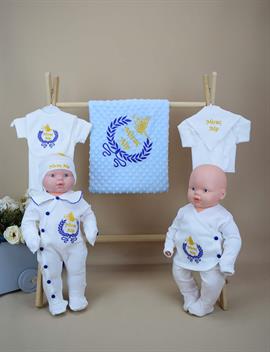 Ana Kuzusu İsme Özel Hastane Çıkışı Nohut Battaniye  Tuğra Desen 10TD24