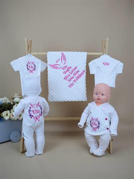 Ana Kuzusu İsme Özel Hastane Çıkışı Nohut Battaniye Çiçek Çelenk Kanat Desen   10YRP85