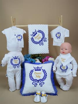 Ana Kuzusu İsme Özel Hastane Çıkışı Nohut Battaniye Fiyonklu Çelenk Taç  Yastık Ya 13SFT91