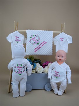 Ana Kuzusu İsme Özel Hastane Çıkışı Nohut Battaniye Kalp Buketi desen 