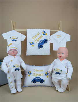 Ana Kuzusu İsme Özel Hastane Çıkışı Nohut Battaniye Araba Balonlu Yastık 11SAB30