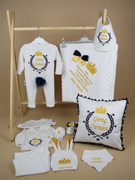 Ana Kuzusu İsme Özel Hastane Çıkışı  Nohut Battaniye Çelenk  Taç Yastık  katy 12SCT06