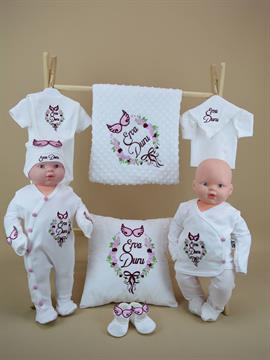 Ana Kuzusu İsme Özel Hastane Çıkışı Nohut Battaniye Kanat Çiçek Çelenk Kanat Çelek Yastık Patik 12SFT71