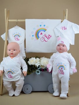 Ana Kuzusu İsme Özel Hastane Çıkışı Penye Battaniye  Gökkuşağı Nakışlı 10SGK94