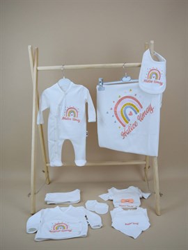 Ana Kuzusu İsme Özel Hastane Çıkışı Penye Battaniye  Gökkuşağı Nakışlı 10SGK94