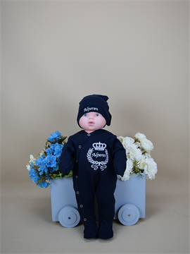 Ana Kuzusu İsme Özel Kral Çelenk Desen Tulum Seti Nakışlı Tavşan 3GKRL60