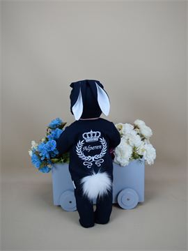 Ana Kuzusu İsme Özel Kral Çelenk Desen Tulum Seti Nakışlı Tavşan 3GKRL60