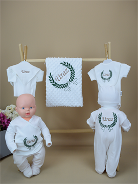 Ana Kuzusu İsme Özel Nakış Hastane Çıkışı Çelenk  Desen  10ÇLK022