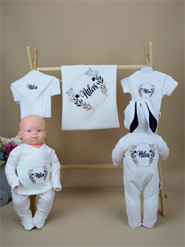 Ana Kuzusu İsme Özel Nakış Hastane Çıkışı İsim Çicek Demet Kulak Set 10ÇDD22