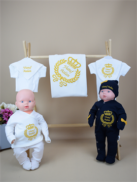 Ana Kuzusu İsme Özel Nakış Hastane Çıkışı Kral Tacı  Desen  10KTC021