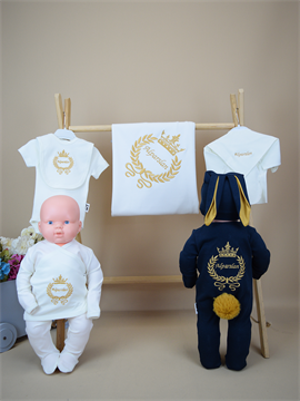 Ana Kuzusu İsme Özel Nakış Hastane Çıkışı   Uzun Taç Çelenk  Desen Tavşan Set Set 10SYK60