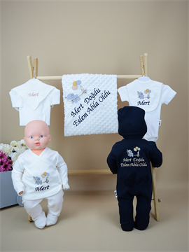 Ana Kuzusu İsme Özel Nakış Hastane Çıkışı Fil Balon Desen Nohut battaniye Set 10FBD023