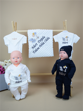 Ana Kuzusu İsme Özel Nakış Hastane Çıkışı Fil Balon Desen Nohut battaniye Set 10FBD023