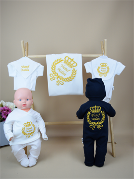 Ana Kuzusu İsme Özel Nakış Hastane Çıkışı Kral Tacı  Desen  10KTC021